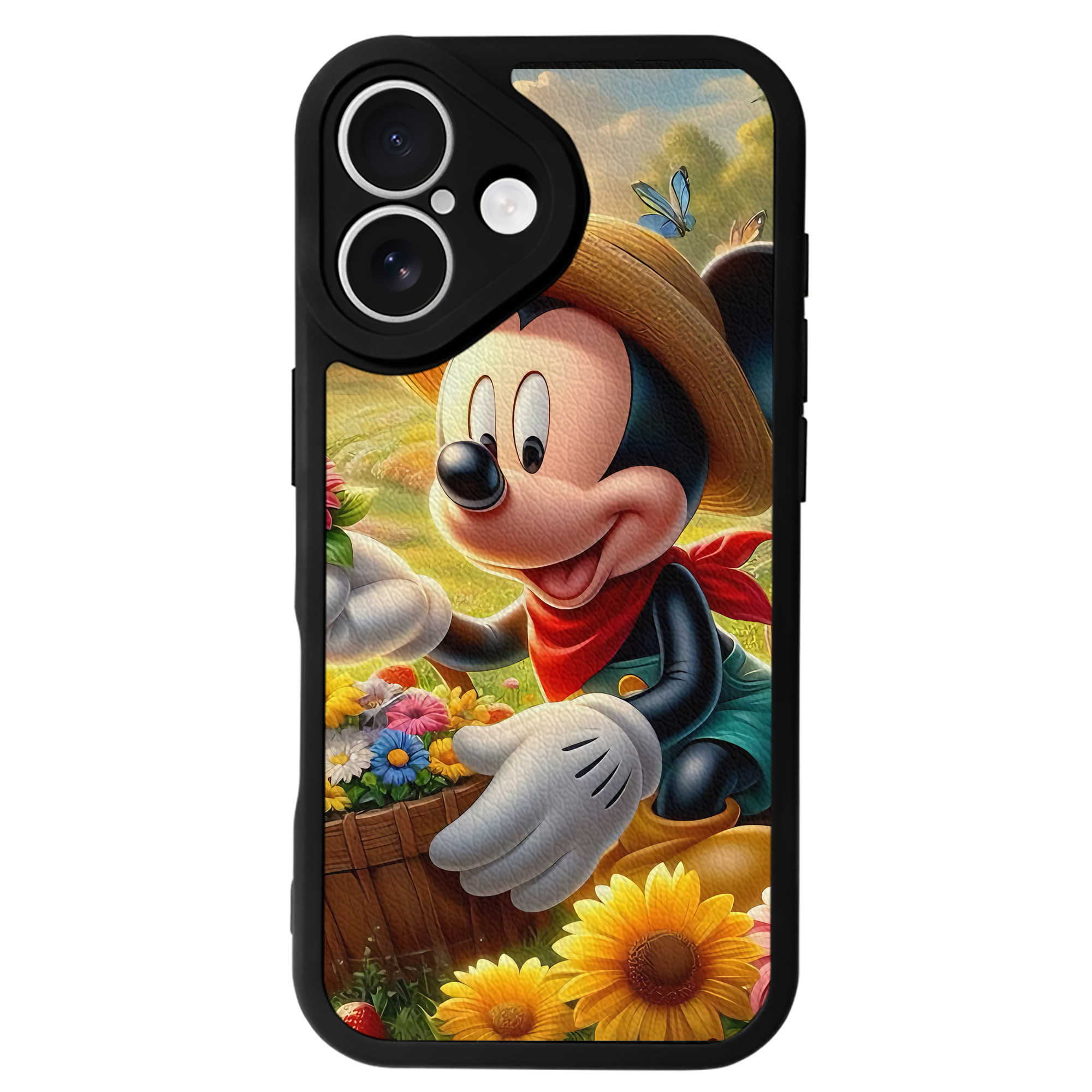 （画像用） ミッキーマウス Mickey Mouse 【iPhone 16シリーズ対応】シリコンスマホケース（レザー調） 材質：シリコン